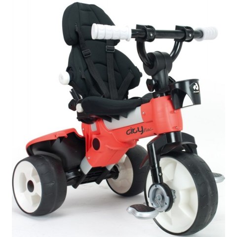 Injusa Rowerek Trójkołowy Deluxe City Max Czerwony Ciche Koła Torba + Bramka Gratis