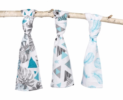 Pieluszki muślinowe 3-pack Sensillo - Niebieski