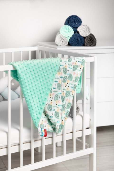 Lekki kocyk Minky 75x100cm Sensillo - MIĘTOWY/JEŻYKI