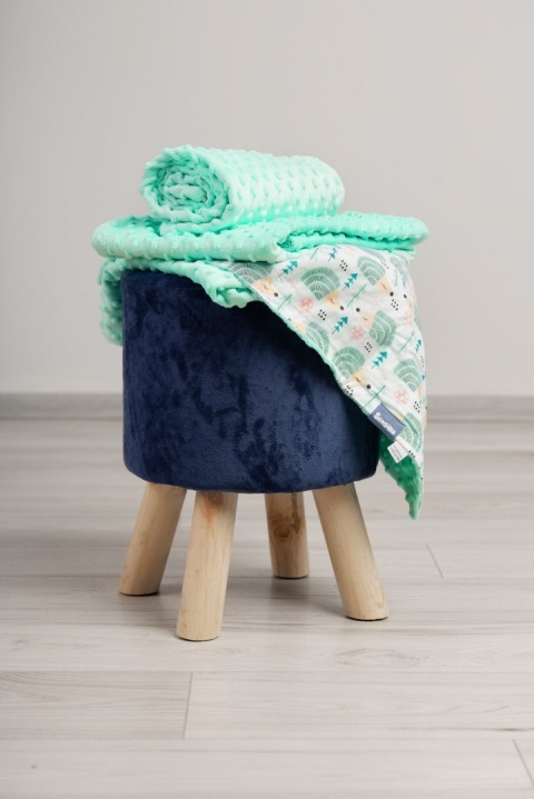 Lekki kocyk Minky 75x100cm Sensillo - MIĘTOWY/JEŻYKI