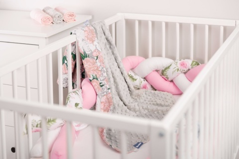 Lekki kocyk Minky 75x100cm Sensillo - SZARY KWIATY