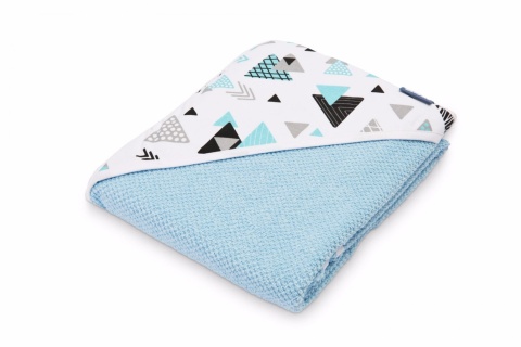 Okrycie kąpielowe z kapturkiem frotte miękkie o splocie krepa Sensillo - NIEBIESKI