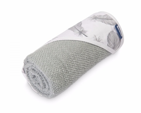 Okrycie kąpielowe z kapturkiem frotte miękkie o splocie krepa Sensillo - SZARY