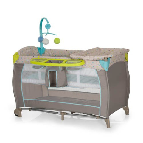 Babycenter HAUCK łóżeczko turystyczne 2 poziomy przewijak karuzela z pozytywką