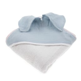 Hi Little One - Ręcznik z kapturem 100 x 100 BUNNY hooded bath towel Baby Blue