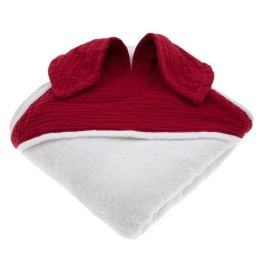 Hi Little One - Ręcznik z kapturem 100 x 100 BUNNY hooded bath towel Strawberry