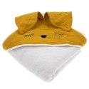 Hi Little One ręcznik okrycie kąpielowe z kapturem 100x100 cm SLEEPY BUNNY Mustard
