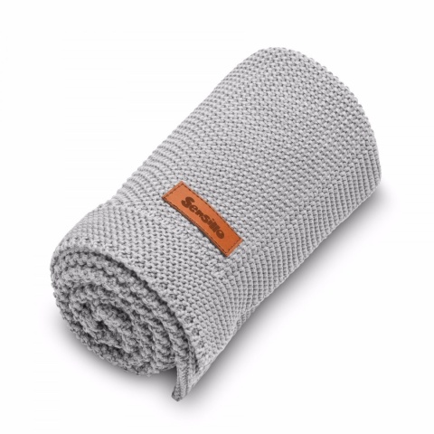 Kocyk Sensillo dziergany bawełna 100 x 80 - Szary