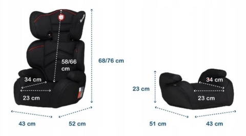 LARS PLUS 15-36kg Lionelo fotelik samochodowy - Sporty Black