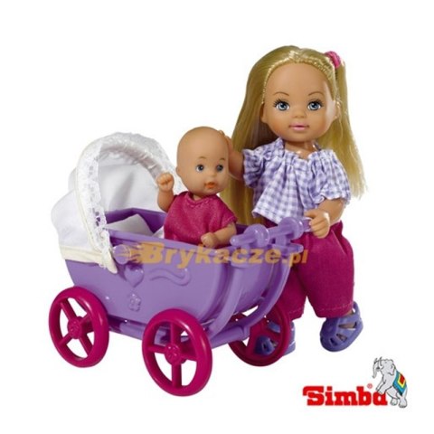 Simba Lalka Evi z Fioletowym wózkiem i laleczką