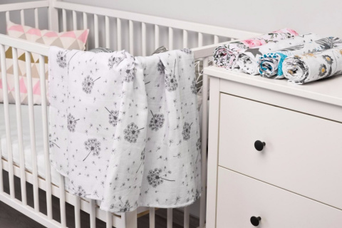 Muślinowy otulacz bawełniany Sensillo 120x120 cm - Dmuchawce