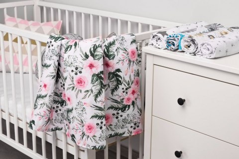 Muślinowy otulacz bawełniany Sensillo 120x120 cm - Róże