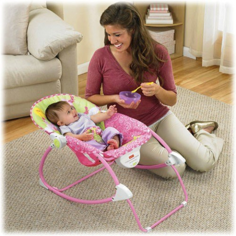 Leżaczek 3w1 bujaczek Fisher Price do 18kg W2583 - Różowy