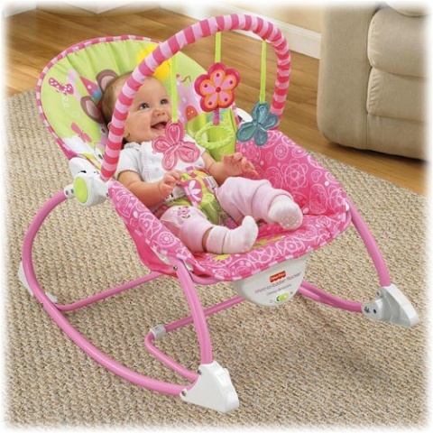 Leżaczek 3w1 bujaczek Fisher Price do 18kg W2583 - Różowy