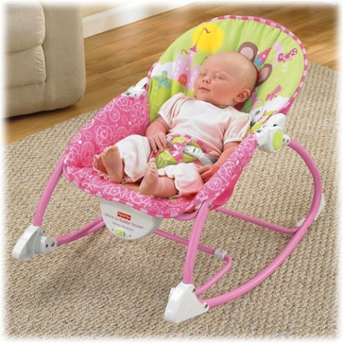 Leżaczek 3w1 bujaczek Fisher Price do 18kg W2583 - Różowy