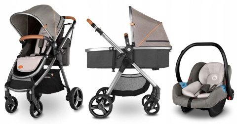 Greet 3w1 Lionelo wózek spacerowy z miękką gondolą + fotelik 0-13kg - Latte