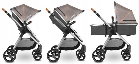 Greet 3w1 Lionelo wózek spacerowy z miękką gondolą + fotelik 0-13kg - Latte