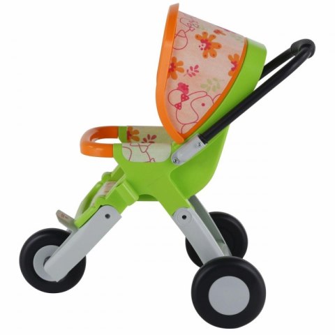 Duży wózek spacerówka dla lalek zielono-pomarańczowy