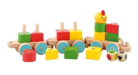 Drewniany pociąg z kurczaczkiem - kształty i kolory LUCY &amp; LEO