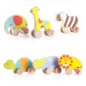 Kolorowy, drewniany hipopotam na kółkach dla malucha LUCY &amp; LEO