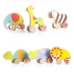 Kolorowy, drewniany hipopotam na kółkach dla malucha LUCY & LEO