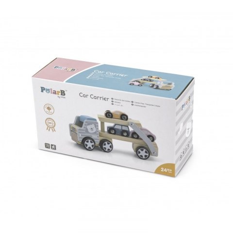 VIGA PolarB Drewniana laweta z samochodzikami Montessori