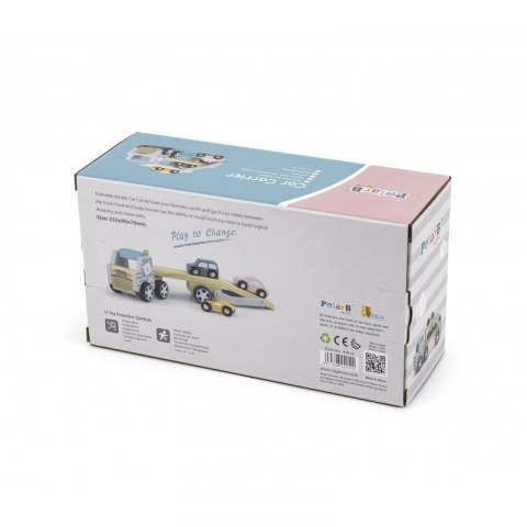 VIGA PolarB Drewniana laweta z samochodzikami Montessori