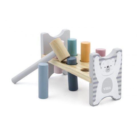 VIGA PolarB Drewniana Ławeczka Przebijanka Wbijanka z Młotkiem - Montessori