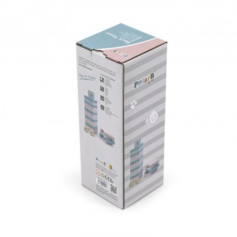 VIGA PolarB Drewniana Gra Wieża Układanka Pastelowa