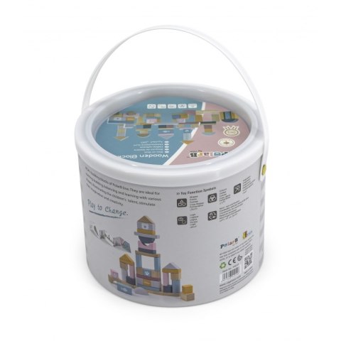 VIGA PolarB Zestaw drewnianych klocków w wiaderku - 60 elementów