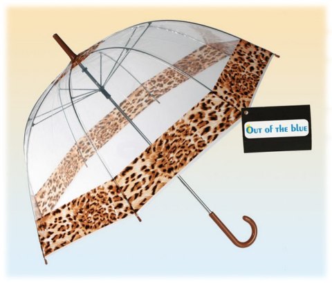 Parasol przezroczysty lampart- duża otwierana ręcznie parasolka