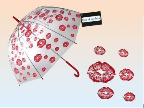 Parasol przezroczysty z całusami - duża otwierana ręcznie parasolka