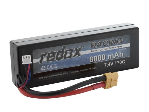 Redox RACING 8000 mAh 7,4V 70C Hardcase - samochodowy pakiet LiPo