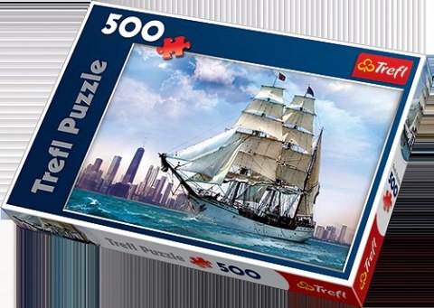 Puzzle "Żaglowiec na tle Chicago" 500 Elementów Trelf