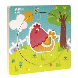 Drewniane puzzle z warstwami Apli Kids - Kurka 2+