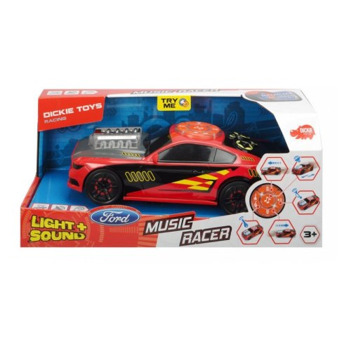 Dickie Racing Muzyczny samochód wyścigowy Ford Mustang ze światłem i dźwiękiem