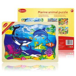 Puzzle drewniane 24 szt. zwierzęta wodne ONSHINE