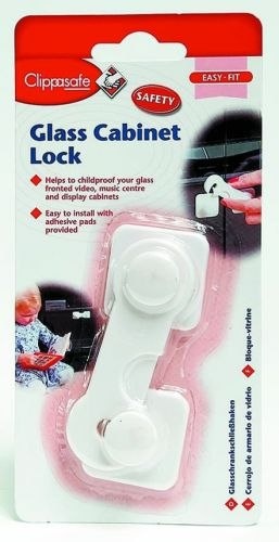 Zabezpieczenie szafek szklanych Clippasafe