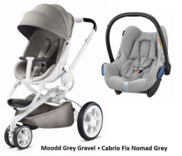 MOODD Quinny + Cabrio Fix Maxi-Cosi wersja spacerowa z fotelikiem - Grey Gravel