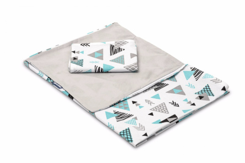 Sensillo 2 el. pościel dwulementowa kołderki 100x135cm i poduszki 40x60cm - TRÓJKĄTY NIEBIESKIE