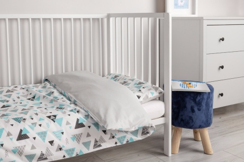 Sensillo 2 el. pościel dwulementowa kołderki 100x135cm i poduszki 40x60cm - TRÓJKĄTY NIEBIESKIE
