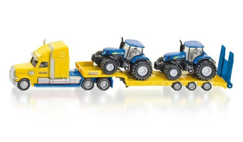 SIKU 1805 Ciężarówka z naczepą i traktorami New Holland