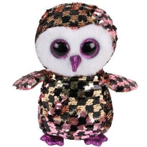 Maskotka TY Beanie Boos Flipables CHECKS cekinowa różowo-czarno-złota sowa 15cm 36673