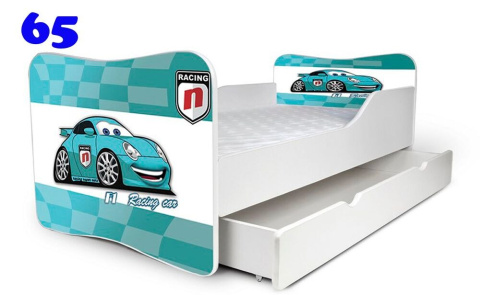 NOBIKO Łóżko dziecięce Butterfy z szufladą 140x70 Autka Pojazdy