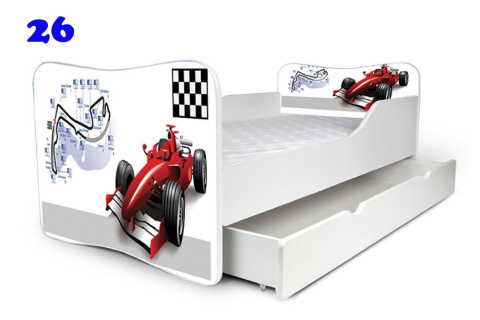 NOBIKO Łóżko dziecięce Butterfy z szufladą 140x70 Autka Pojazdy