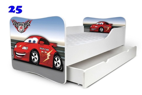 NOBIKO Łóżko dziecięce Butterfy z szufladą 140x70 Autka Pojazdy