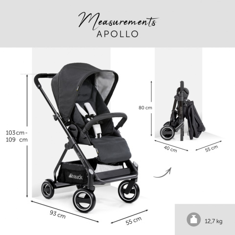 HAUCK APOLLO DUOSET WÓZEK GŁĘBOKO-SPACEROWY 2W1 - CAVIAR/CAVIAR