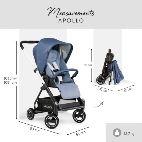 HAUCK APOLLO DUOSET WÓZEK GŁĘBOKO-SPACEROWY 2W1 - DENIM/DENIM