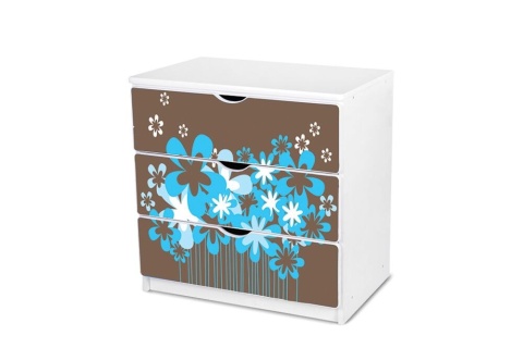 NOBIKO Komoda z trzema szufladami 80 x 81 x 51 cm Kwiaty