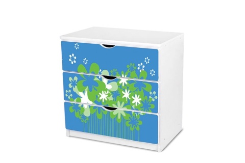 NOBIKO Komoda z trzema szufladami 80 x 81 x 51 cm Kwiaty
